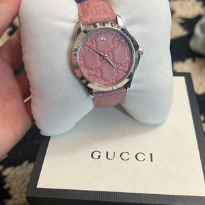 Pink Leather Gucci Watch